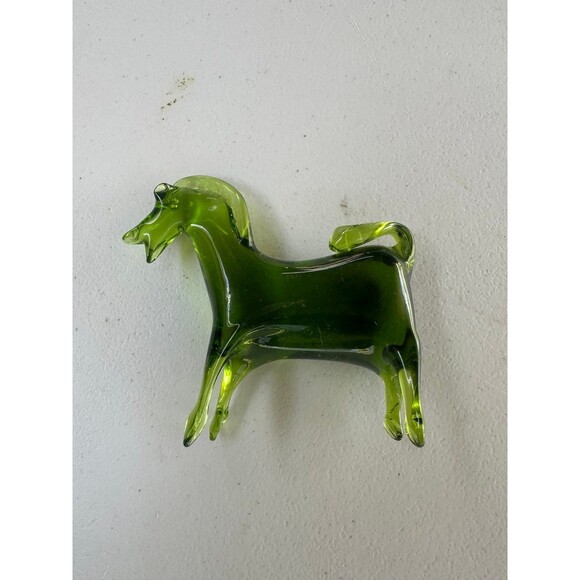 Mid Century Vintage Viking Art Blown Green Glass Standing Horse Figurine - Picture 3 of 6